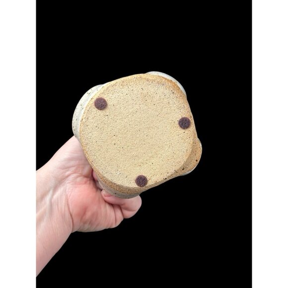 Hand thrown Pottery Stoneware 4 Slot Toothbrush Holder Natural w Brown Speckles - Picture 6 of 8